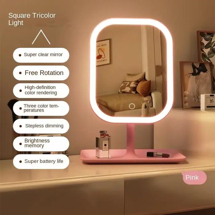 Miroir de vanité de styliste Unique, trois couleurs, lumière LED, miroir de maquillage, commande tac