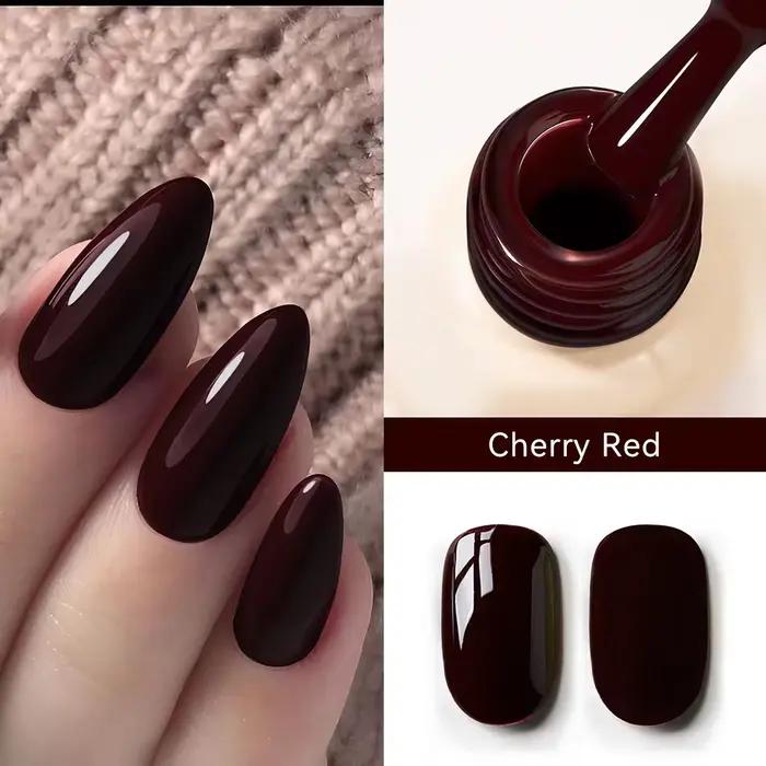 Vernis à ongles gel rouge cerise MAYCHAO 12ml brillant semi-permanent, gel UV LED dépoli, base de pe