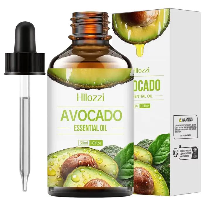 Huile essentielle d'avocat 30ml, éclaircissante pour la peau, hydratante, réparatrice des cheveux, a