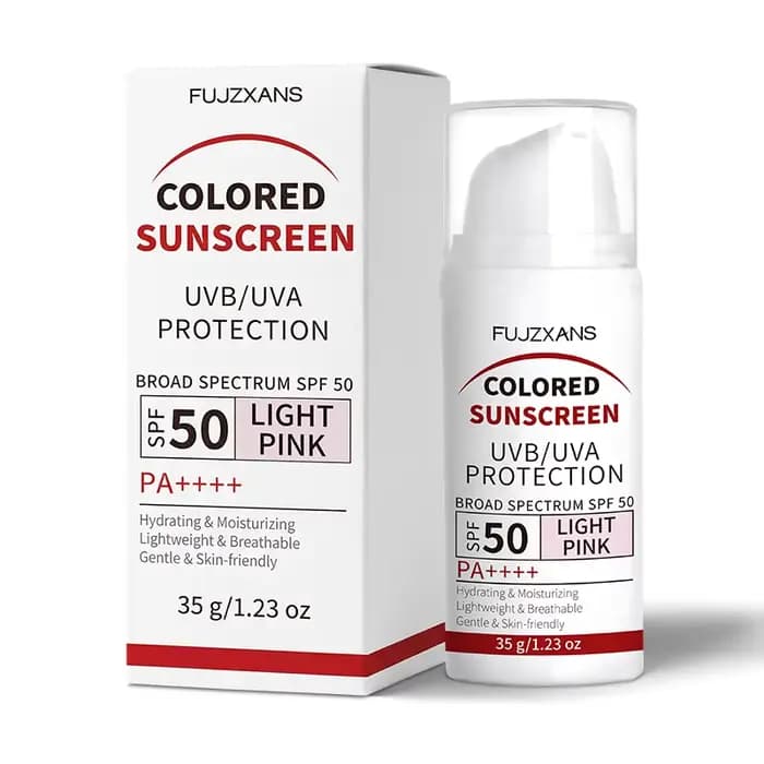 Crème solaire teintée - Crème BB rose clair avec SPF50, dioxyde de titane, éclat naturel, protection