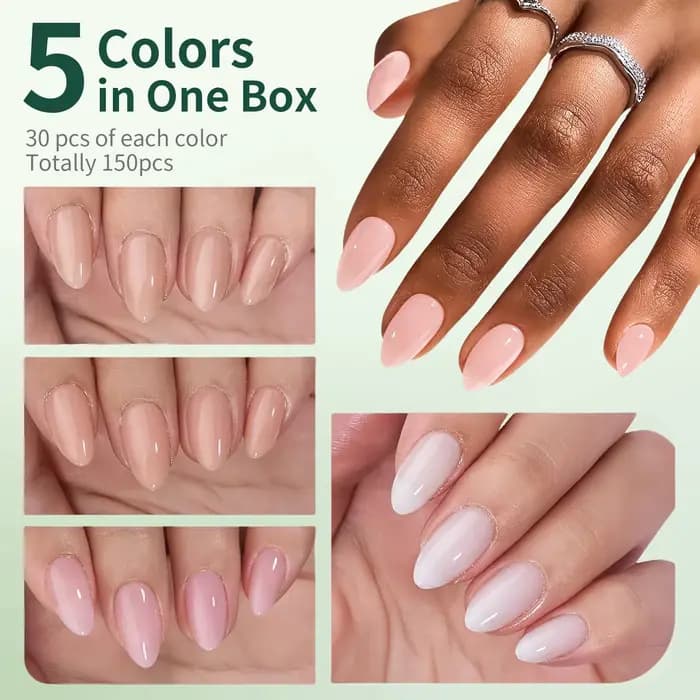 Nailpop Ultra Fit presse sur ongles Extra court/moyen naturel avec couleur de Base forte adhérence n