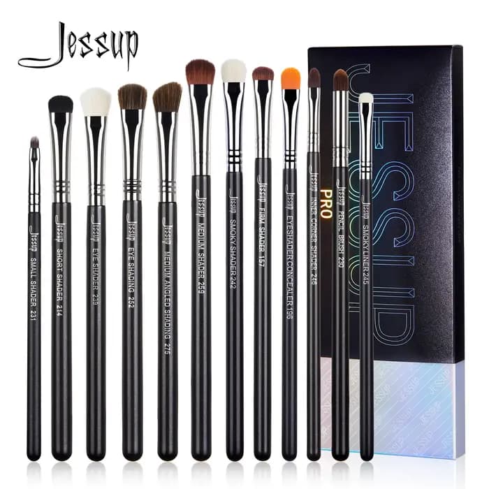 Jessup-Ensemble de pinceaux de maquillage pour les yeux, noir, synthétique, premium, ombre à barrage