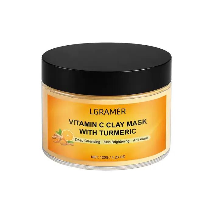 Masque à l'argile au curcuma et à la vitamine C, nettoyage en profondeur, contrôle du sébum, affinag