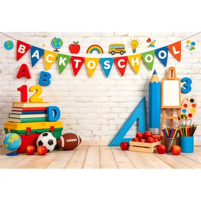 Fond de photographie pour arrière-plan de fête d'enfants, thème tableau noir, bibliothèque, bannière