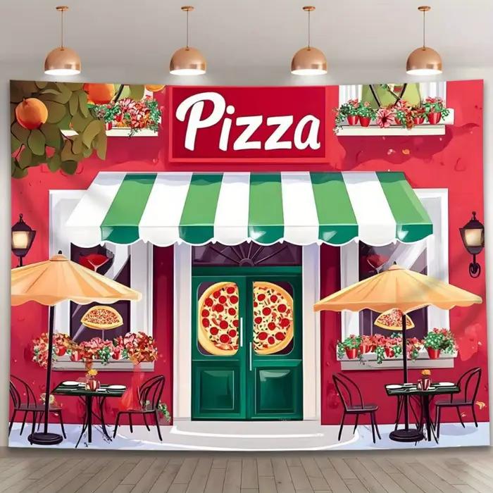 Une bannière colorée pour la décoration de pizzeria, idéale pour les événements festifs tels que les