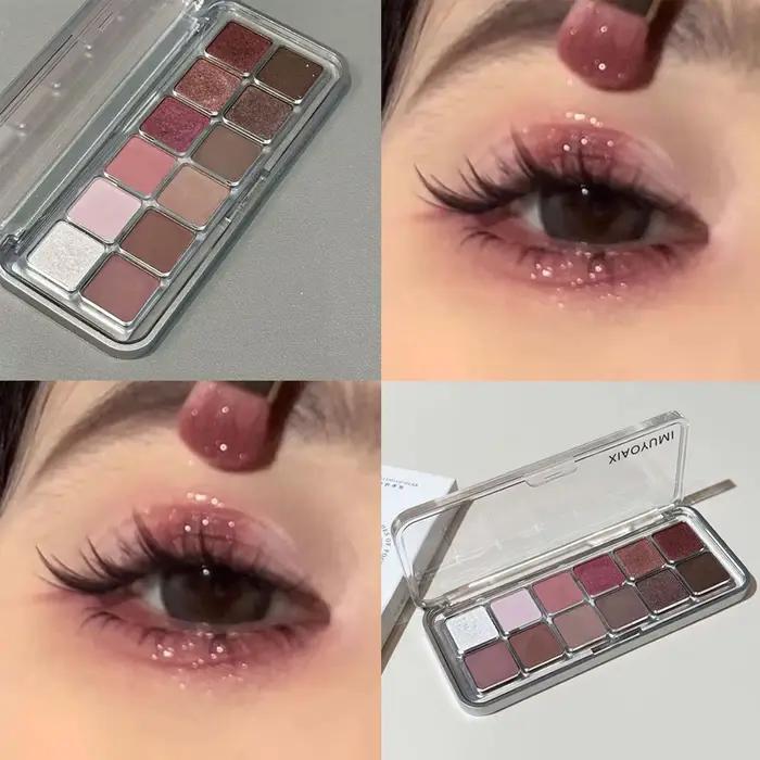 Sexy Rose vin rouge marron paillettes fard à paupières saturation doux mat gris rose 12 couleurs omb