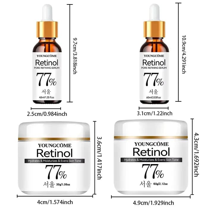 Ensemble de crème sérum pour le visage raffermissant au rétinol, Anti-âge, élimination des rides, ri
