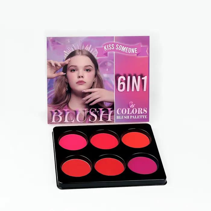 Palette de fard à joues 6 couleurs pour joues, Palette de maquillage de fard à joues de Contour mat 