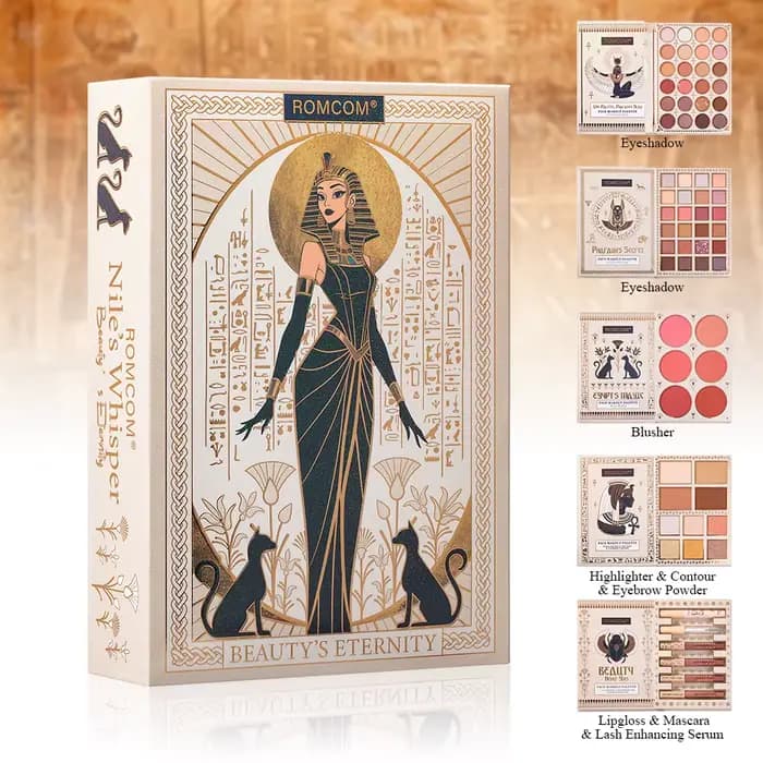 Kit de maquillage complet de style égyptien de qualité supérieure, fard à paupières, blush, illumina