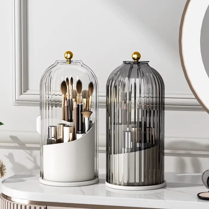 YOOLENS-Porte-pinceau de maquillage avec couvercle, rotation à 360 °, transparent, anti-poussière