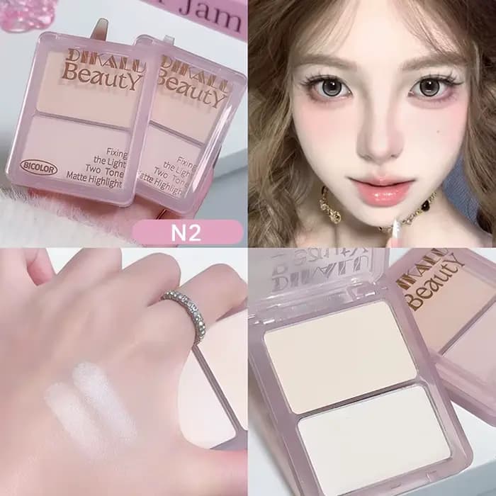 (HG) DIKALU Palette de Contour bicolore surligneur blanc mat gris marron ombre de nez bronzant pour 
