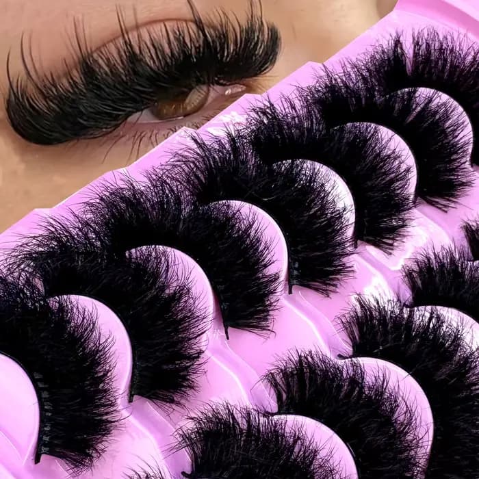 7 paires de Faux cils 3D en Faux vison, naturels, en désordre, croisés, dramatiques, longs, vaporeux