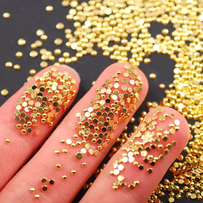 Perles en alliage de métal pour manucure, breloques 3D pour nail art, pierres précieuses, or, 1000, 