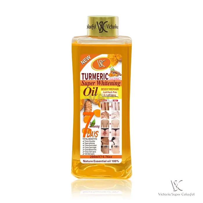Huile Corporelle Multifonctionnelle au Curcuma et Vitamine C, Papaye et Rose – Huile de Massage Hydr