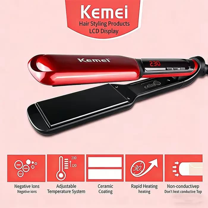 Lisseur professionnel KM-9620 multi-styles, outil de coiffure de qualité salon pour des coiffures pa
