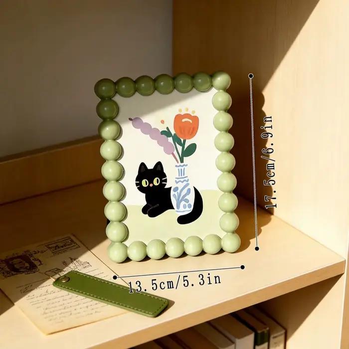 Cadre photo perlé, design mignon de dessin animé, support photo de table Kawaii, présentoir photo de