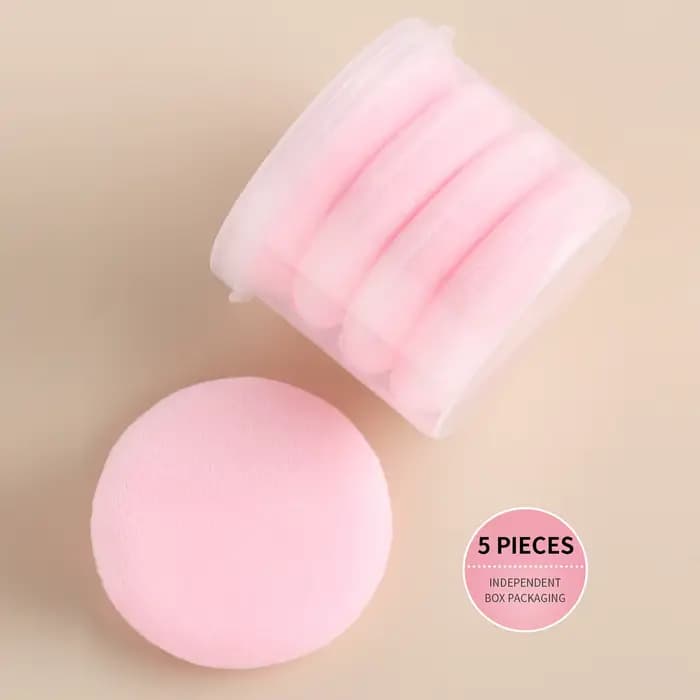 Houppette de maquillage en velours doux, éponge ronde, étui à ruban, doux pour la peau, double face,
