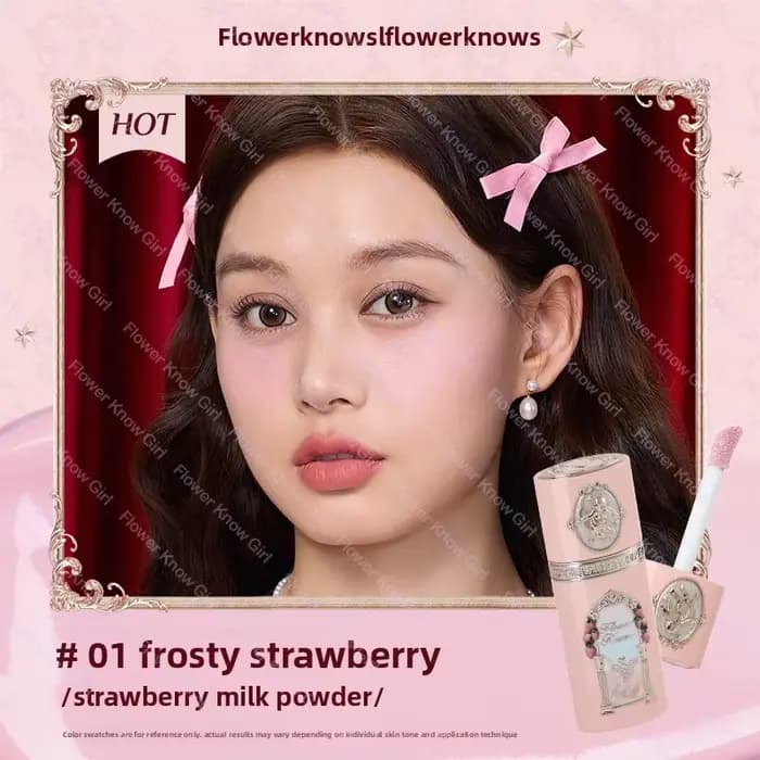 Flower Knows Strawberry Cupid Collection Blush liquide 7g crème soyeuse effet peau adhésif léger fin