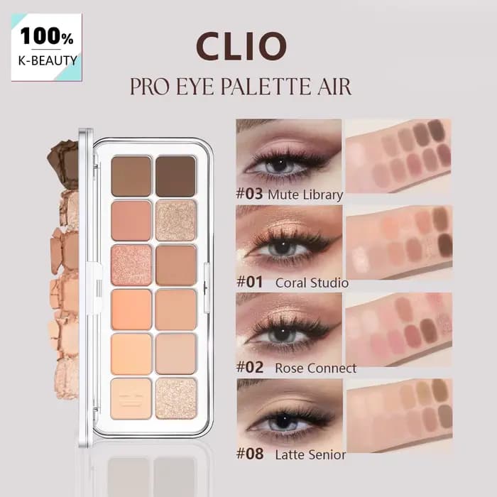 Palette de fards à paupières CLIO Pro Eye Air, poudre fine et lisse, fini mat et scintillant, hautem