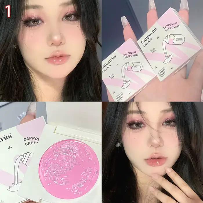 Cappuvini Fard à joues crémeux, contouring, illuminateur de teint, waterproof, multi-usage, fard à p
