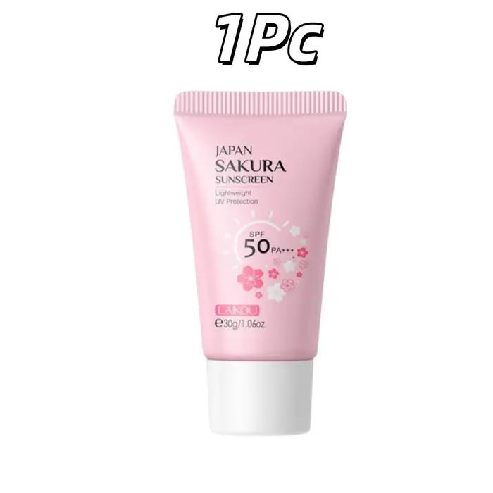 Crème solaire éclaircissante LAIKOU Japan Sakura SPF 50+ pour le visage et le corps, hydratante, iso