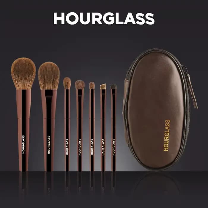 Ensemble de pinceaux de maquillage sablier, Mini brosse Portable 7 pièces, brosse en poils d'animaux