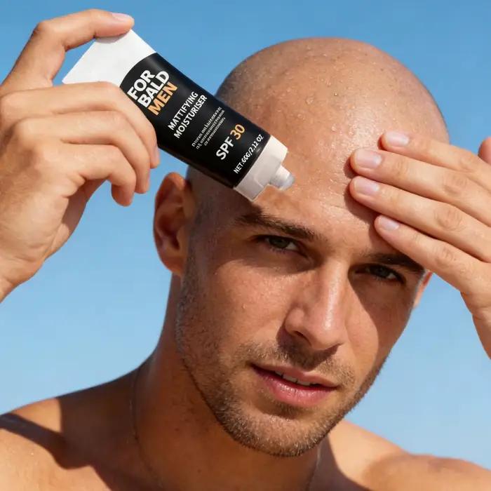 Hydratant pour le cuir chevelu pour hommes 60g, crème hydratante pour tête chauve, écran solaire SPF