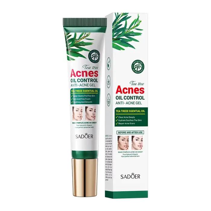 SADOER arbre à thé crème anti-acné contrôle de l'huile GEL ANTI-ACNE nettoyage en profondeur hydrata