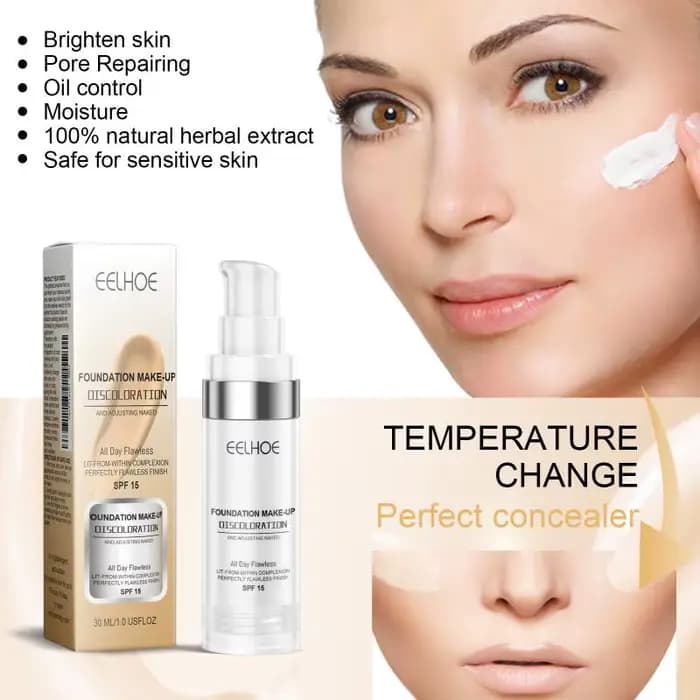 Fond de teint changeant de couleur 30 ml, longue tenue, hydratant, anti-transfert, illuminateur, lég