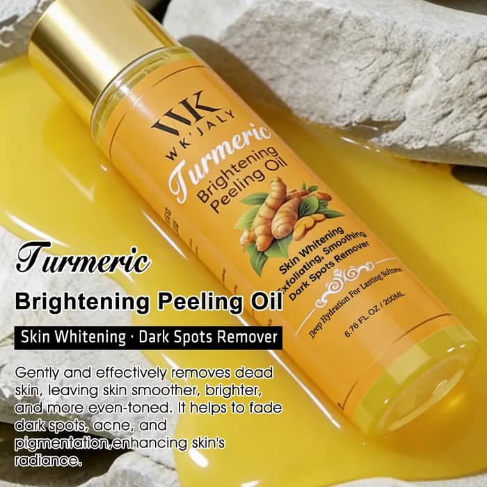 WK JALY Huile exfoliante jaune pour tous les tons de peau, au curcuma naturel, éclaircissante, améli