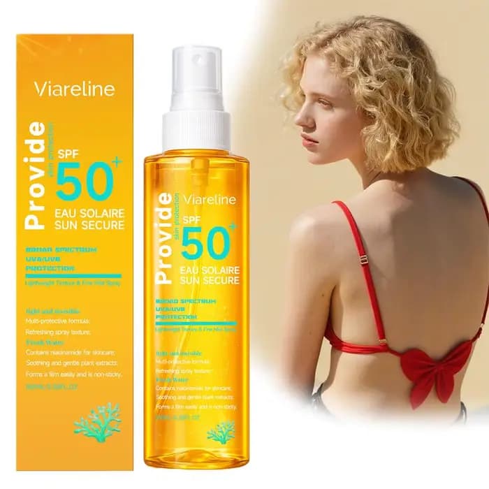 Spray solaire invisible SPF50+ Léger et non gras Texture transparente Protection solaire visage et c