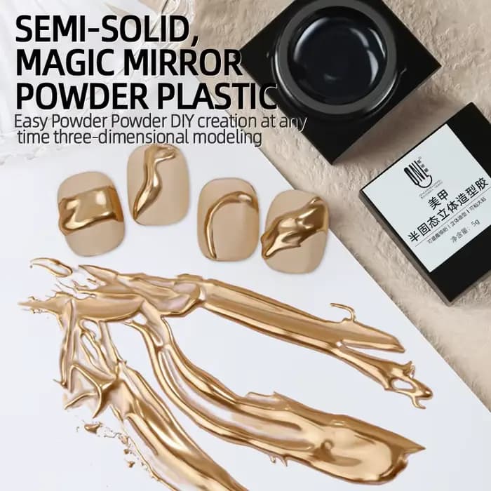 Gel de modélisation de vernis à ongles semi-solide, poudre de miroir magique, modèle 3D, colle à ong