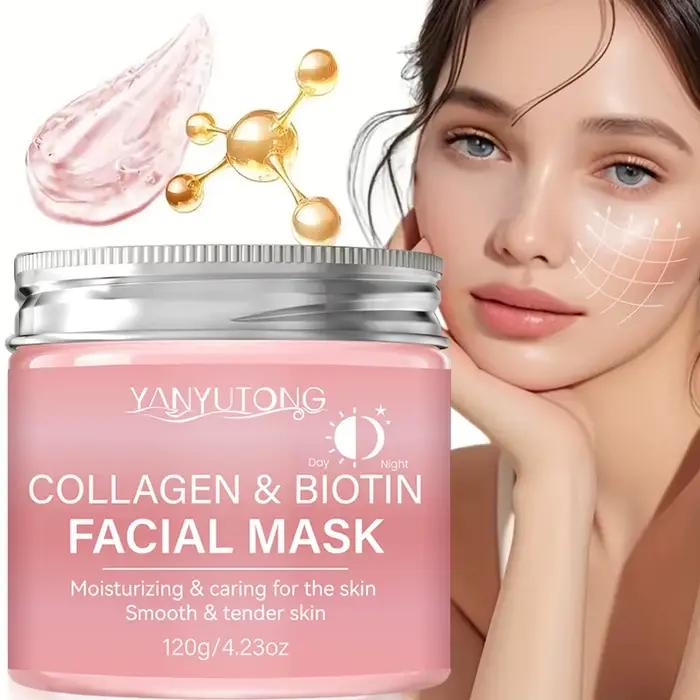 Masque exfoliant au collagène, masque enveloppant au collagène à la biotine Jour et nuit, hydratatio