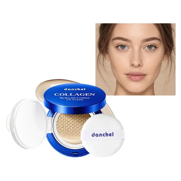 Fond de Teint Coussin d'Air au Collagène Hydratant Naturel Correcteur Éclaircissant Hydratation Long