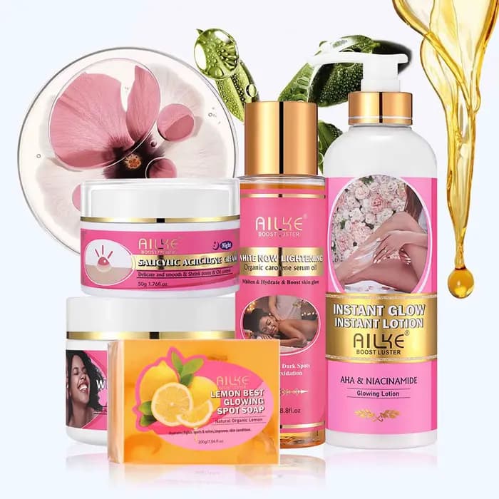 AILKE Ensemble éclaircissant naturel pour la peau, nettoyer l'obscurité, l'acné, les taches, hydrate