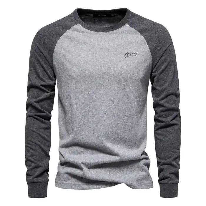 New Long-sleeved Men's Bottoming Shirt Cross-border Splicing T-shirt Men's Round Neck Casual Men's C
