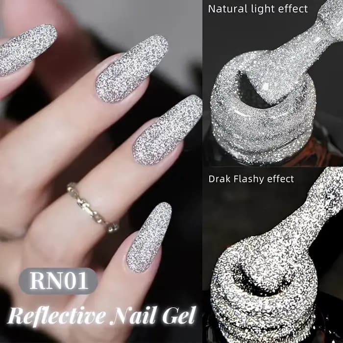 LIToxic-Verhéritage à Ongles Gel UV Semi-Permanent, Coulé, Paillettes, Brcorporelle, Effet Argent Ma