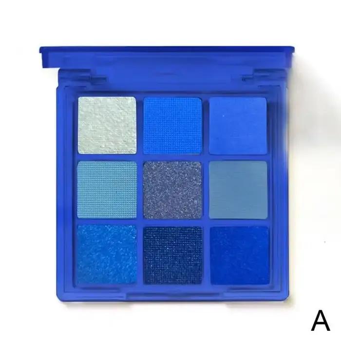 Palette de fard à barrage bleu sang, 9 couleurs, maquillage, 256, bleu, jaune, diamant, ombre, brill