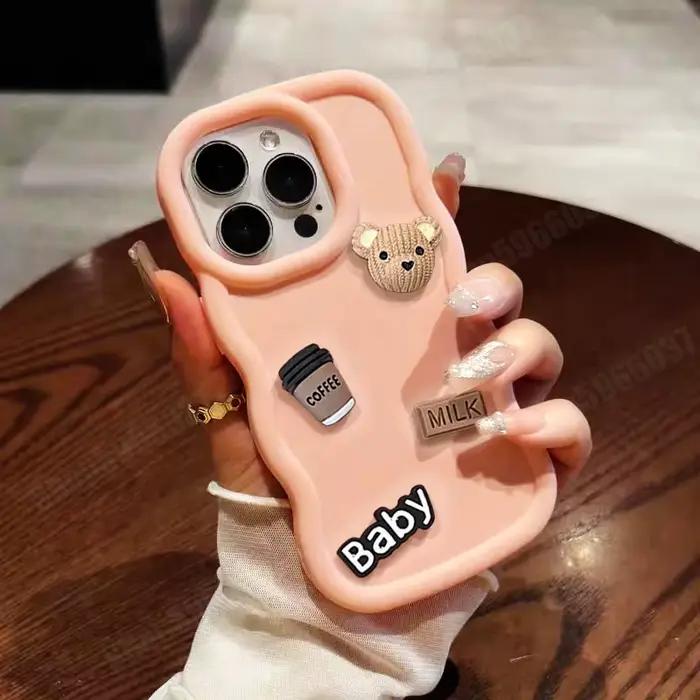 Coque en silicone ondulée de dessin animé ours 3d mignon pour Huawei Y6P Y6S Y8S Y9S Y6 Y7 Y9 Prime 