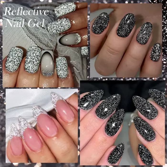 LIToxic-Verhéritage à Ongles Gel UV Semi-Permanent, Coulé, Paillettes, Brcorporelle, Effet Argent Ma