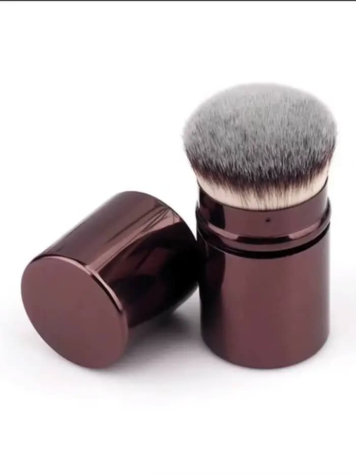 1 pinceau de maquillage pour fond de teint rétractable avec couvercle, poils souples, maquillage fac