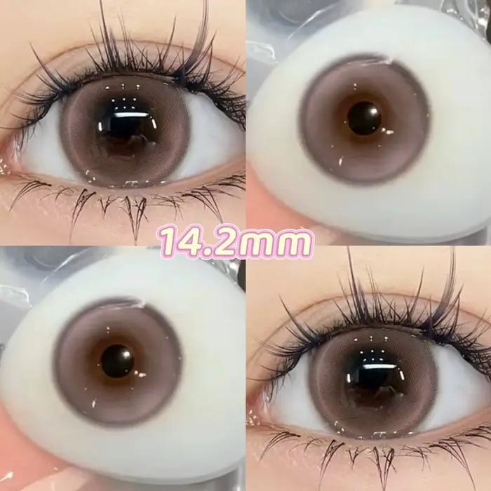 OVOLOOK - 1 paire de lentilles de contact colorées rose et marron, lentilles de pupille naturelles, 