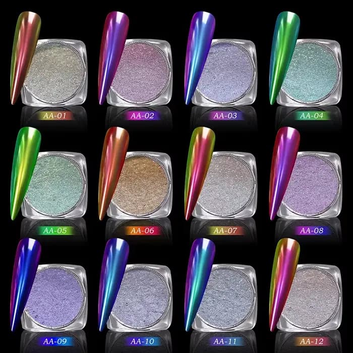 Poudre miroir magique caméléon polarisant, paillettes pour ongles, diamant holographique à haute lum
