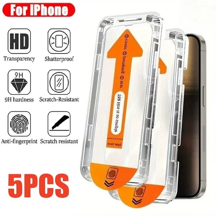Protecteur d'écran Ultra HD 8K, 5 pièces, sans poussière, pour iPhone 17 16 15 14 13 12 11 Pro Max 1