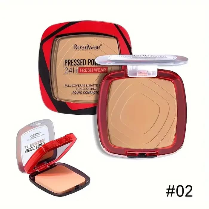 Fond de teint en poudre pressée mate à couverture complète avec applicateur bouffant, maquillage en 