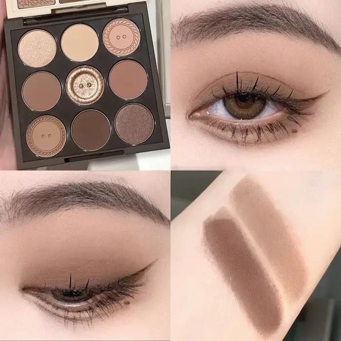 Palette de fards à paupières bruns, 9 couleurs, maquillage quotidien, scintillant, mat, durable, per
