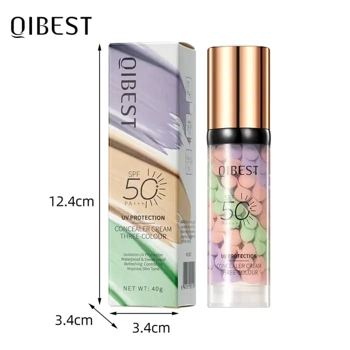 QIBEST – Base de maquillage pour le visage, crème tricolore, éclaircissante, Isolation des couleurs,