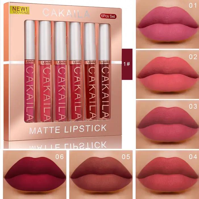 CAKAILA 6 couleurs brillant à lèvres rouge à lèvres ensemble liquide mat velours mat maquillage pour