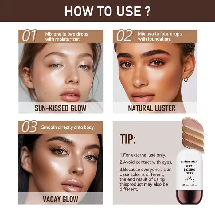 Bronzant surligneur gouttes éclaircissant le teint et le contour du visage