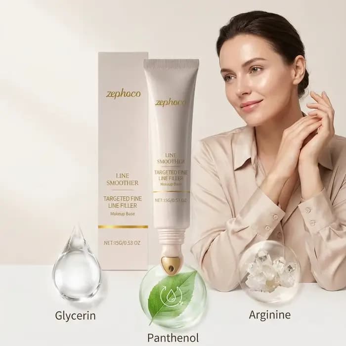 Base de Teint Lissante Instantanée Anti-Rides et Anti-Pores avec Applicateur à Bille pour le Visage et les Lignes Fines des Yeux